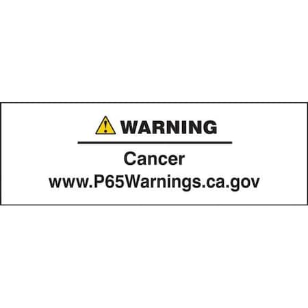 PROP 65 LABEL CANCER 5 X 15 LCAW620PSK